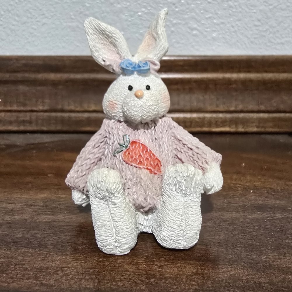Vintage Ceramic Bunny Rabbit with Carrot Miniature